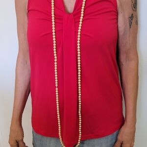 Super Long Classic Gold Pearl Necklace Versatile Style
